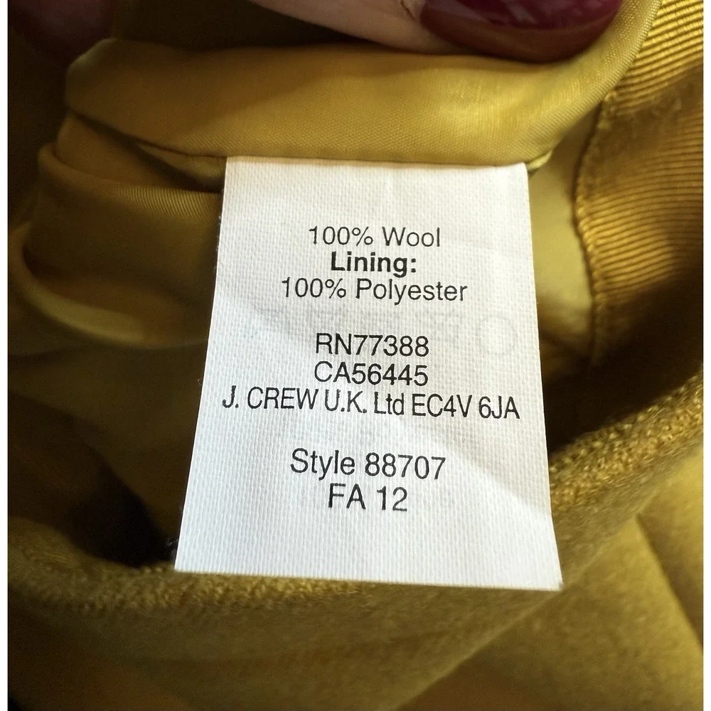 J Crew No 2 Pencil Skirt‎ Mustard Yellow 100% Wool Lined Sz 2. Classic. Workwear